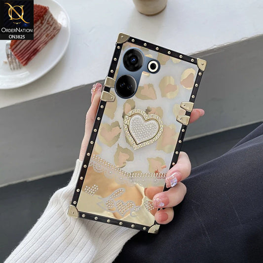 Tecno Camon 20 Pro Cover - Design2 - Heart Bling Diamond Glitter Soft TPU Trunk Case With Ring Holder