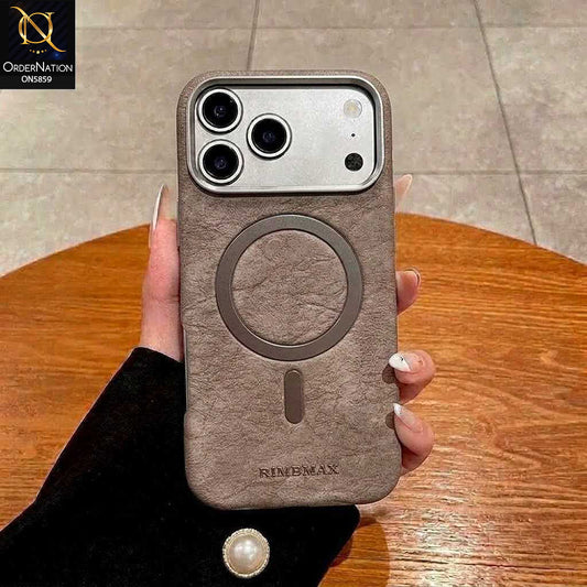 iPhone 18 Pro Max Cover - Gray - New Luxury Matte Leather RIMBMAX Magnetic Wireless Charging Soft Case