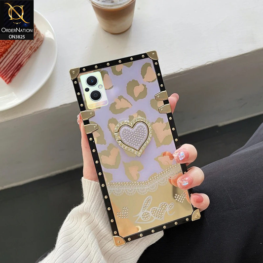 Oppo A96 5G Cover - Design3 - Heart Bling Diamond Glitter Soft TPU Trunk Case With Ring Holder