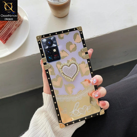 Infinix Zero X Pro Cover - Design3 - Heart Bling Diamond Glitter Soft TPU Trunk Case With Ring Holder