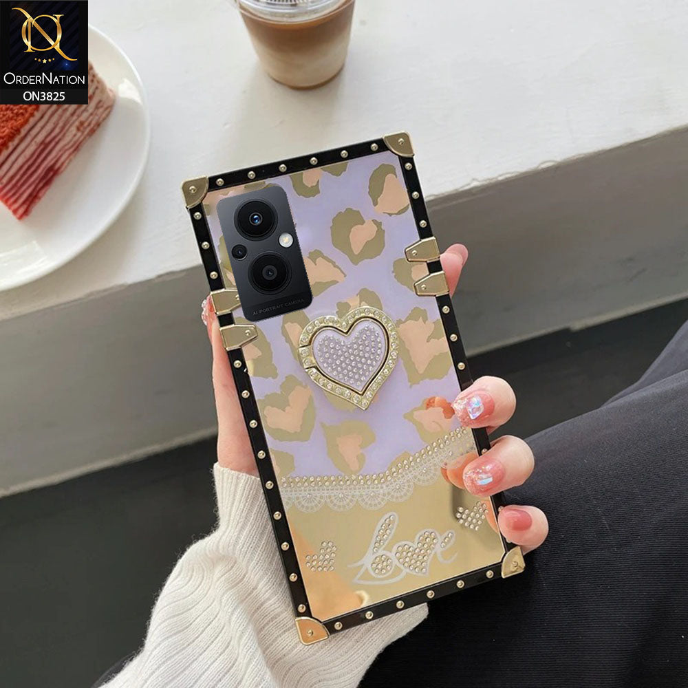Oppo F21 Pro 5G Cover - Design3 - Heart Bling Diamond Glitter Soft TPU Trunk Case With Ring Holder