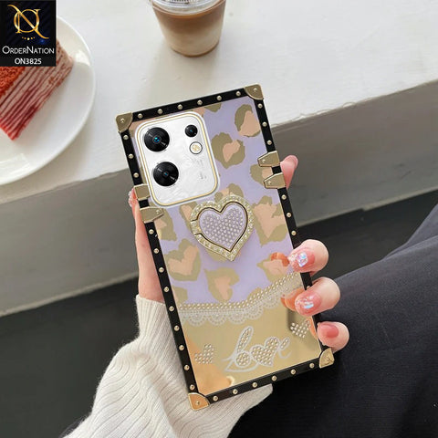 Infinix Zero 30 4G Cover - Design3- Heart Bling Diamond Glitter Soft TPU Trunk Case With Ring Holder