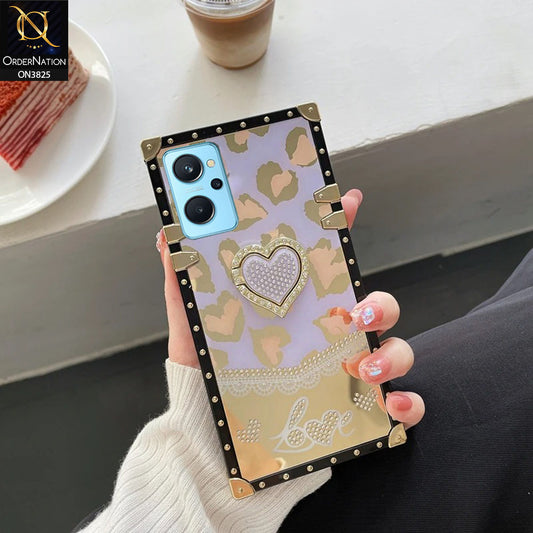 Realme 9i Cover - Design3 - Heart Bling Diamond Glitter Soft TPU Trunk Case With Ring Holder