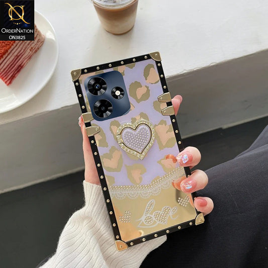 Infinix Hot 30 Cover - Design3 - Heart Bling Diamond Glitter Soft TPU Trunk Case With Ring Holder