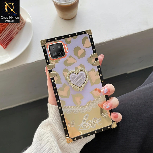 Oppo Reno 4F Cover - Design3 - Heart Bling Diamond Glitter Soft TPU Trunk Case With Ring Holder