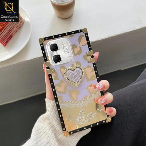 Infinix Hot 50i Cover - Design3 - Heart Bling Diamond Glitter Soft TPU Trunk Case With Ring Holder