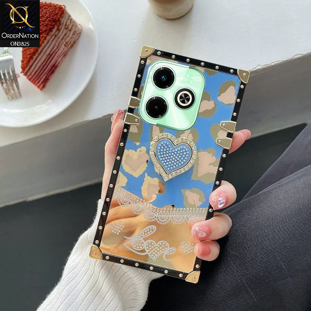 Itel P55 4G Cover - Design4 - Heart Bling Diamond Glitter Soft TPU Trunk Case With Ring Holder