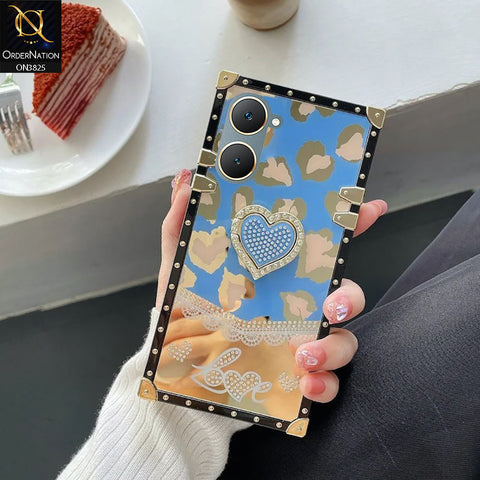 Vivo Y03t Cover - Design4 - Heart Bling Diamond Glitter Soft TPU Trunk Case With Ring Holder