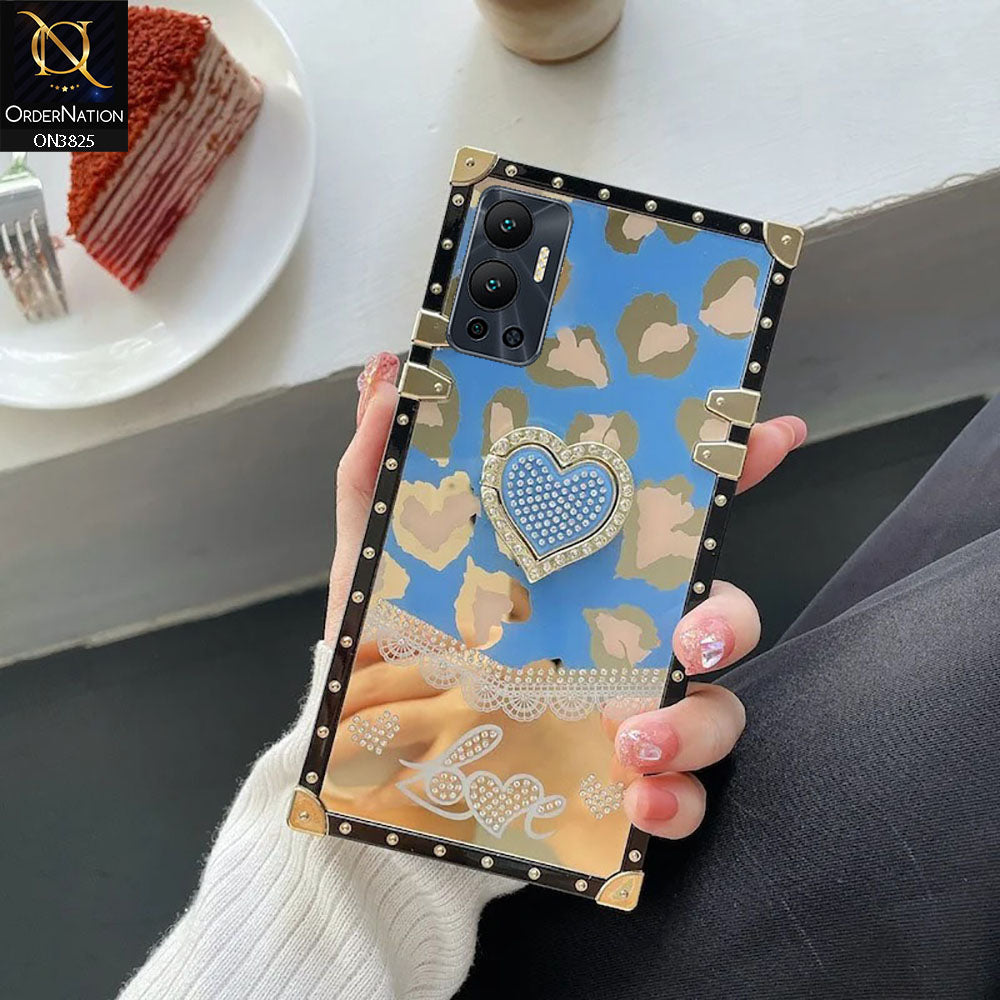 Infinix Hot 12 Cover - Design4 - Heart Bling Diamond Glitter Soft TPU Trunk Case With Ring Holder