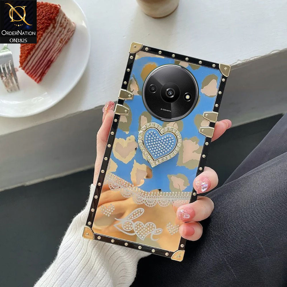 Xiaomi Redmi A3 Cover - Design4 - Heart Bling Diamond Glitter Soft TPU Trunk Case With Ring Holder