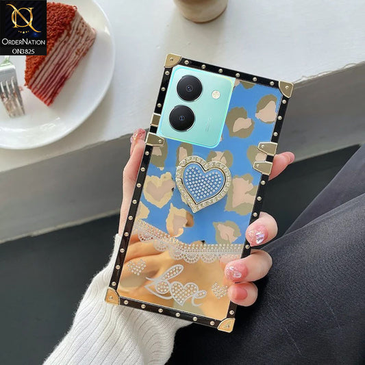 Vivo Y36 4G Cover - Design4 - Heart Bling Diamond Glitter Soft TPU Trunk Case With Ring Holder