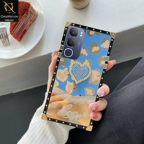 Vivo Y19s Cover - Design4 - Heart Bling Diamond Glitter Soft TPU Trunk Case With Ring Holder