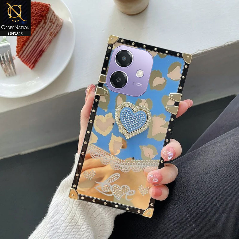 Oppo A40 Cover - Design4- Heart Bling Diamond Glitter Soft TPU Trunk Case With Ring Holder