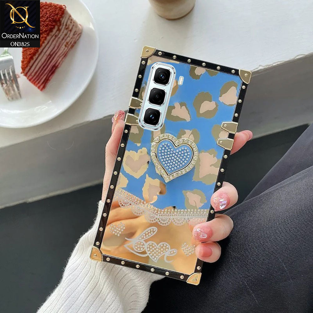 Infinix Hot 50 Pro Plus Cover - Design4 - Heart Bling Diamond Glitter Soft TPU Trunk Case With Ring Holder