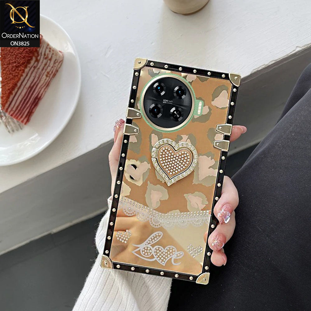 Tecno Spark 20 Pro Plus Cover - Design5- Heart Bling Diamond Glitter Soft TPU Trunk Case With Ring Holder