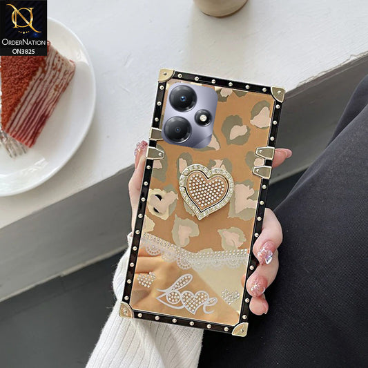 Infinix Hot 30 Play Cover - Design5- Heart Bling Diamond Glitter Soft TPU Trunk Case With Ring Holder