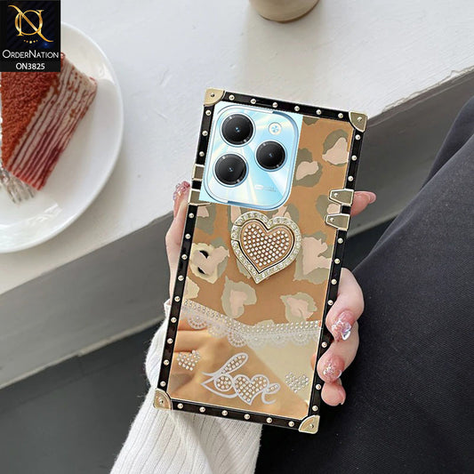 Infinix Hot 40 Pro Cover - Design5 - Heart Bling Diamond Glitter Soft TPU Trunk Case With Ring Holder