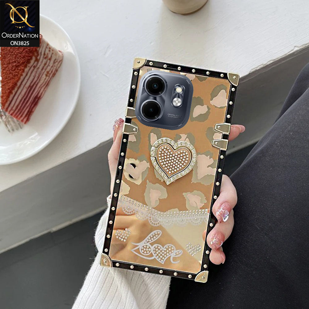 Infinix Smart 9 Cover - Design5 - Heart Bling Diamond Glitter Soft TPU Trunk Case With Ring Holder