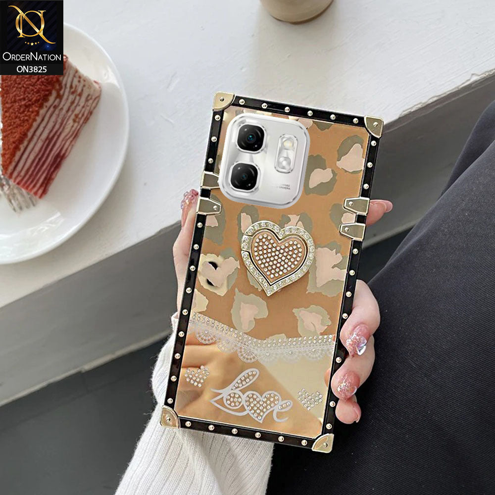 Infinix Hot 50i Cover - Design5 - Heart Bling Diamond Glitter Soft TPU Trunk Case With Ring Holder