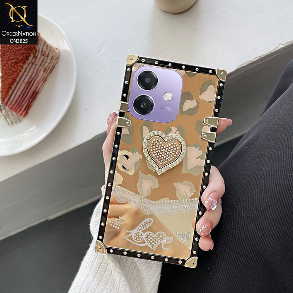 Oppo A3x 5G Cover - Design5- Heart Bling Diamond Glitter Soft TPU Trunk Case With Ring Holder
