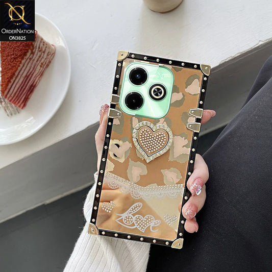 Infinix Hot 40i Cover - Design5 - Heart Bling Diamond Glitter Soft TPU Trunk Case With Ring Holder