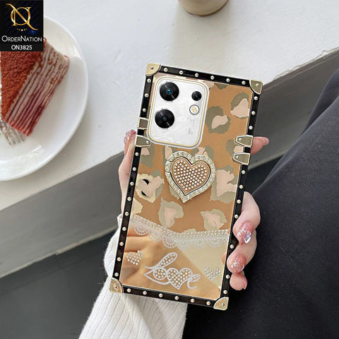 Infinix Zero 30 4G Cover - Design5- Heart Bling Diamond Glitter Soft TPU Trunk Case With Ring Holder