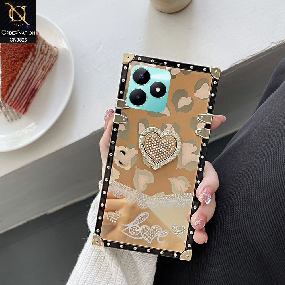 Realme C51 Cover - Design5 - Heart Bling Diamond Glitter Soft TPU Trunk Case With Ring Holder