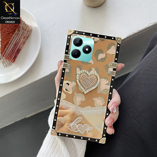 Realme C51 Cover - Design5 - Heart Bling Diamond Glitter Soft TPU Trunk Case With Ring Holder