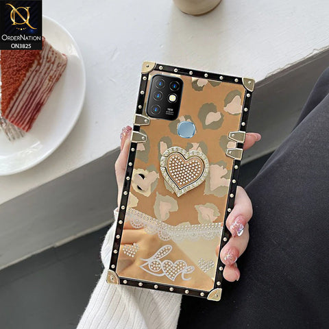 Infinix Hot 10 Cover - Design5 - Heart Bling Diamond Glitter Soft TPU Trunk Case With Ring Holder