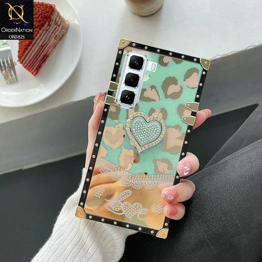 Infinix Hot 50 Pro Cover - Design6 - Heart Bling Diamond Glitter Soft TPU Trunk Case With Ring Holder