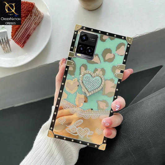 Vivo Y32 Cover - Design6 - Heart Bling Diamond Glitter Soft TPU Trunk Case With Ring Holder