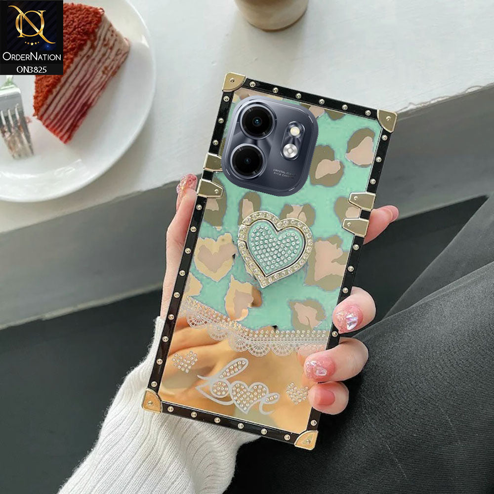 Infinix Smart 9 Cover - Design6 - Heart Bling Diamond Glitter Soft TPU Trunk Case With Ring Holder