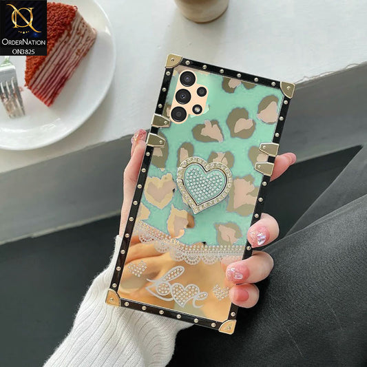 Samsung Galaxy A32 Cover - Design6 - Heart Bling Diamond Glitter Soft TPU Trunk Case With Ring Holder