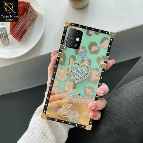 Infinix Hot 10 Cover - Design6 - Heart Bling Diamond Glitter Soft TPU Trunk Case With Ring Holder