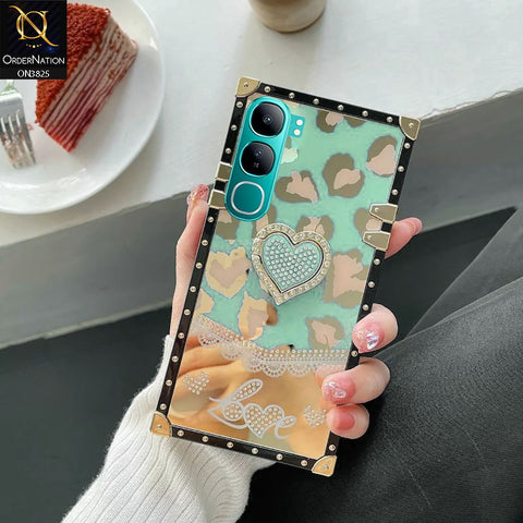 Vivo Y200 (2025) Cover - Design6 - Heart Bling Diamond Glitter Soft TPU Trunk Case With Ring Holder