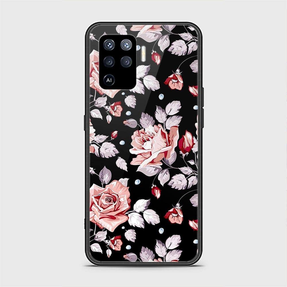 Oppo A94 Cover - Floral Series - D361 - HQ Ultra Shine Premium Infinity Glass Soft Silicon Borders Case ( Fast Delivery )