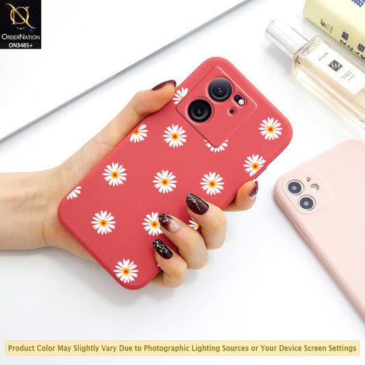 Xiaomi 13T Cover - ONation Daisy Series - HQ Liquid Silicone Elegant Colors Camera Protection Soft Case