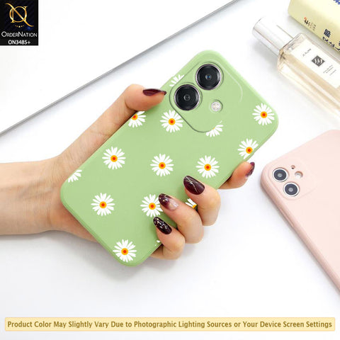 Oppo A3x 4G Cover - ONation Daisy Series - HQ Liquid Silicone Elegant Colors Camera Protection Soft Case
