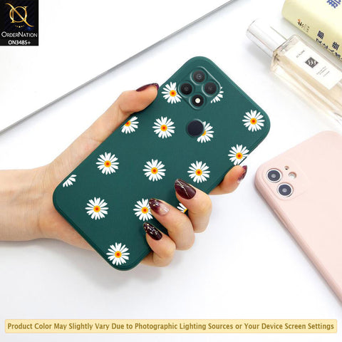 Oppo A15 Cover - ONation Daisy Series - HQ Liquid Silicone Elegant Colors Camera Protection Soft Case