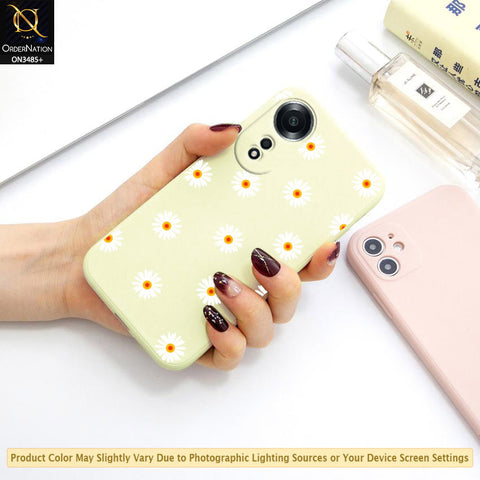 Oppo A58 4G Cover - ONation Daisy Series - HQ Liquid Silicone Elegant Colors Camera Protection Soft Case