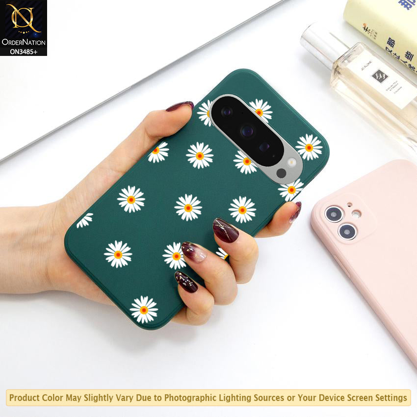 Google Pixel 9 Pro XL Cover - ONation Daisy Series - HQ Liquid Silicone Elegant Colors Camera Protection Soft Case