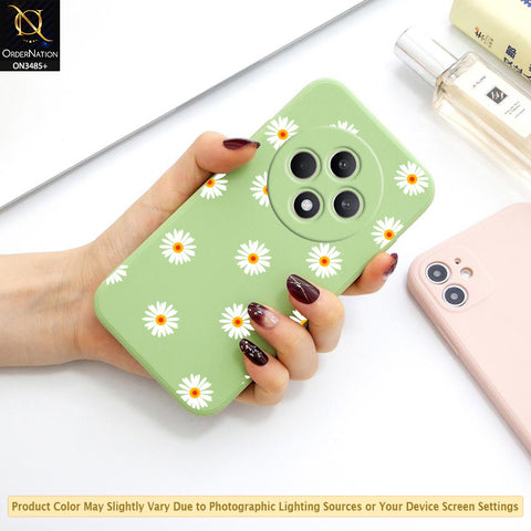 Oppo Reno 12F 4G Cover - ONation Daisy Series - HQ Liquid Silicone Elegant Colors Camera Protection Soft Case