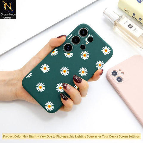 Samsung Galaxy S24 Ultra Cover - ONation Daisy Series - HQ Liquid Silicone Elegant Colors Camera Protection Soft Case