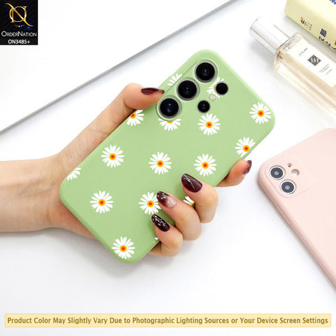 Samsung Galaxy S24 Ultra Cover - ONation Daisy Series - HQ Liquid Silicone Elegant Colors Camera Protection Soft Case