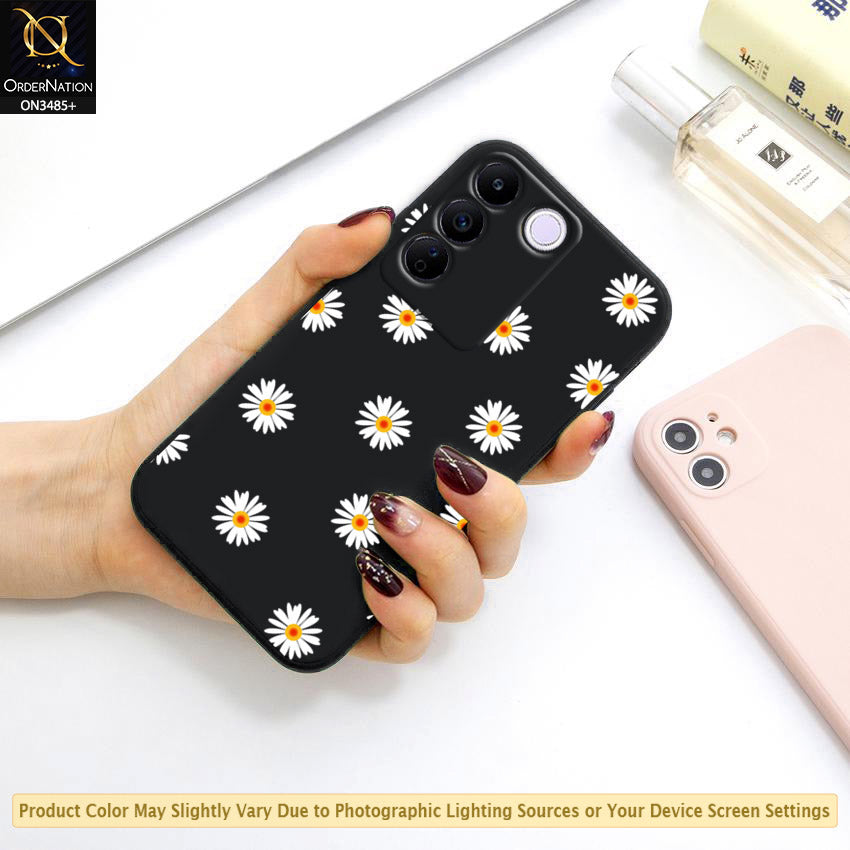 Vivo V27e Cover - ONation Daisy Series - HQ Liquid Silicone Elegant Colors Camera Protection Soft Case (Fast Delivery)