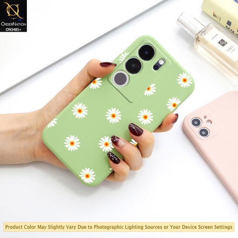 Vivo S17 Cover - ONation Daisy Series - HQ Liquid Silicone Elegant Colors Camera Protection Soft Case