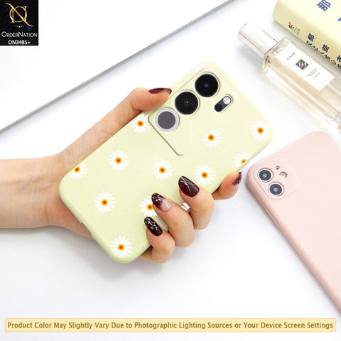 Vivo V29 Cover - ONation Daisy Series - HQ Liquid Silicone Elegant Colors Camera Protection Soft Case