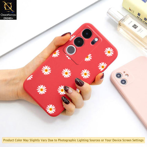 Vivo S17 Pro Cover - ONation Daisy Series - HQ Liquid Silicone Elegant Colors Camera Protection Soft Case