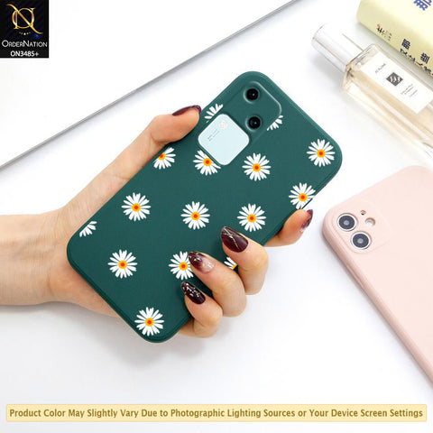 Vivo S18 Cover - ONation Daisy Series - HQ Liquid Silicone Elegant Colors Camera Protection Soft Case