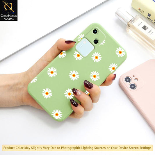 Vivo S18 Cover - ONation Daisy Series - HQ Liquid Silicone Elegant Colors Camera Protection Soft Case (Fast Delivery)(M)